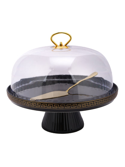 Narradora Cake Stand  | 1 Layer with LID Black Matt Gold Gift Box Easy to USE Perfect for Display Cake, Serving.