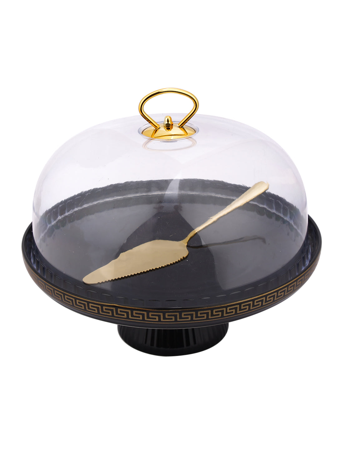 Narradora Cake Stand  | 1 Layer with LID Black Matt Gold Gift Box Easy to USE Perfect for Display Cake, Serving.