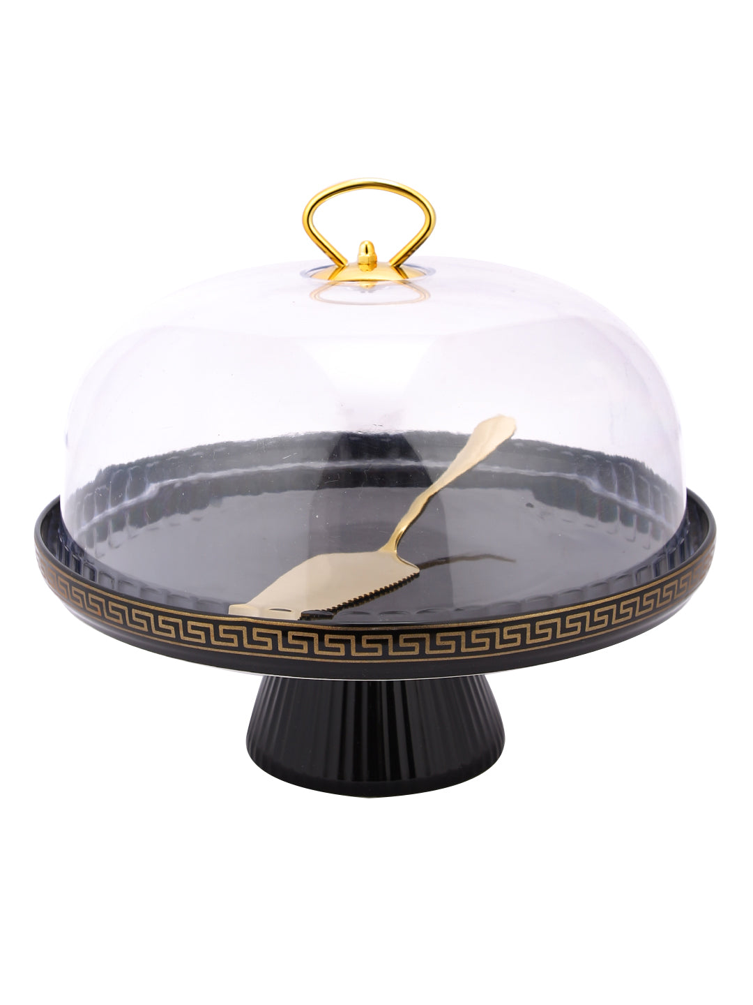 Narradora Cake Stand  | 1 Layer with LID Black Matt Gold Gift Box Easy to USE Perfect for Display Cake, Serving.