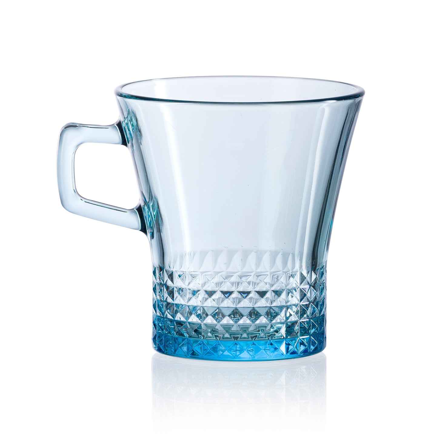 Pasabahce Kuvars Glass Mug Blue Transparent 250 ml in Set of 6 Pcs, Perfect fit for Tea/Coffee.