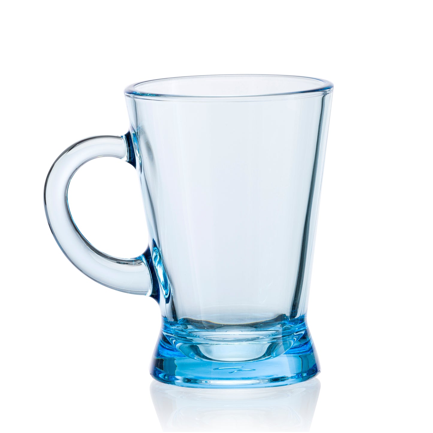 Pasabahce Heybeli Mug Blue Transparent Mugs, 180 ml in Set of 6 Pcs, Perfect fit for Tea/Coffee.