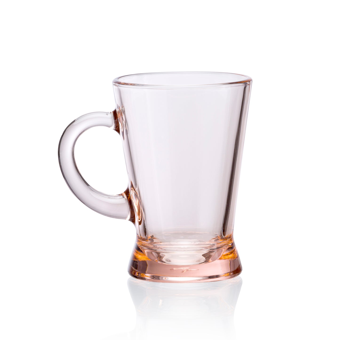 Pasabahce Heybeli Glass Mug Pink Transparent 180 ml Set of 6 Pcs, Perfect fit for Tea/Coffee.