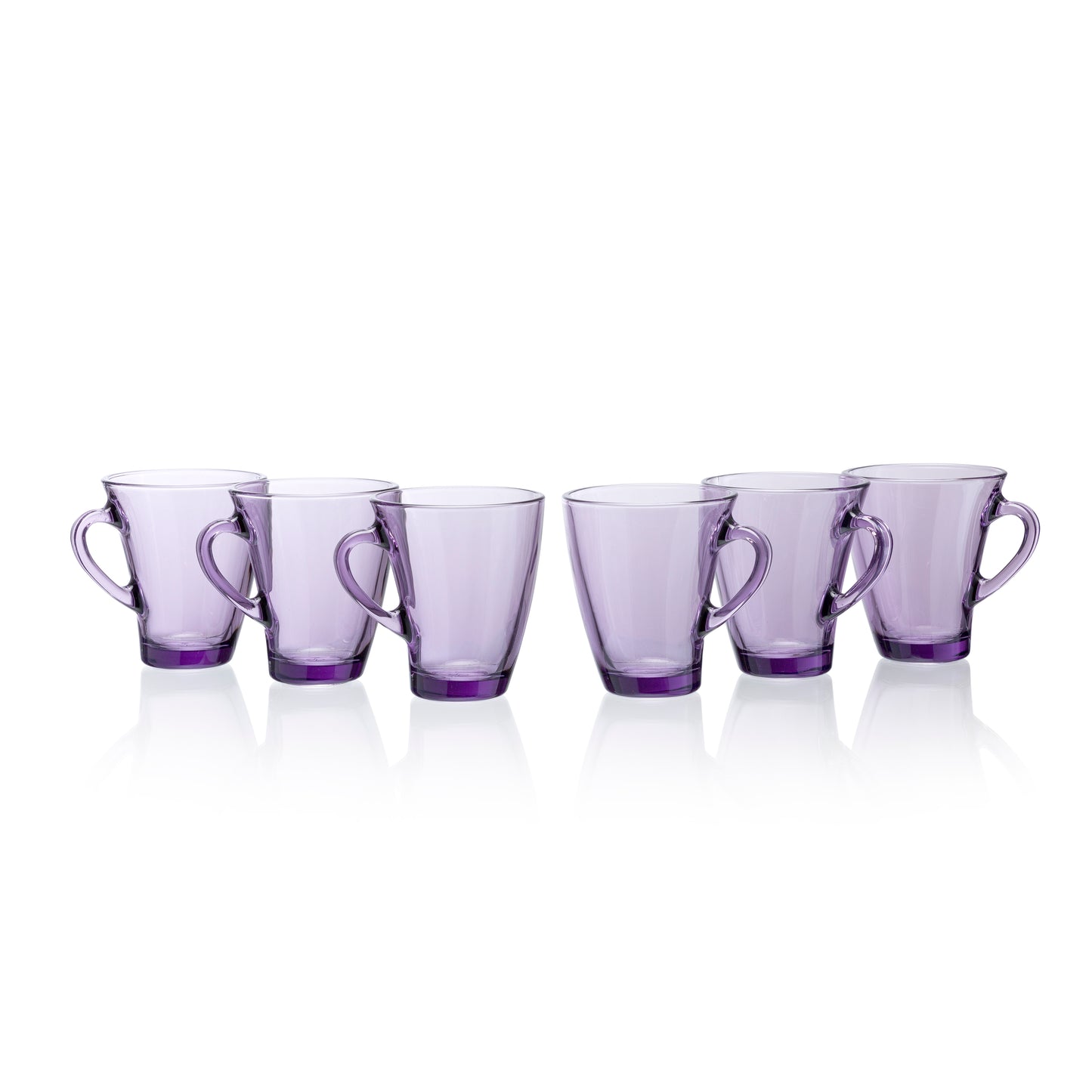 Pasabahce Penguen Purple Glass Mug Transparent 170 ml in Set of 6 Pcs, Perfect fit for Tea/Coffee.