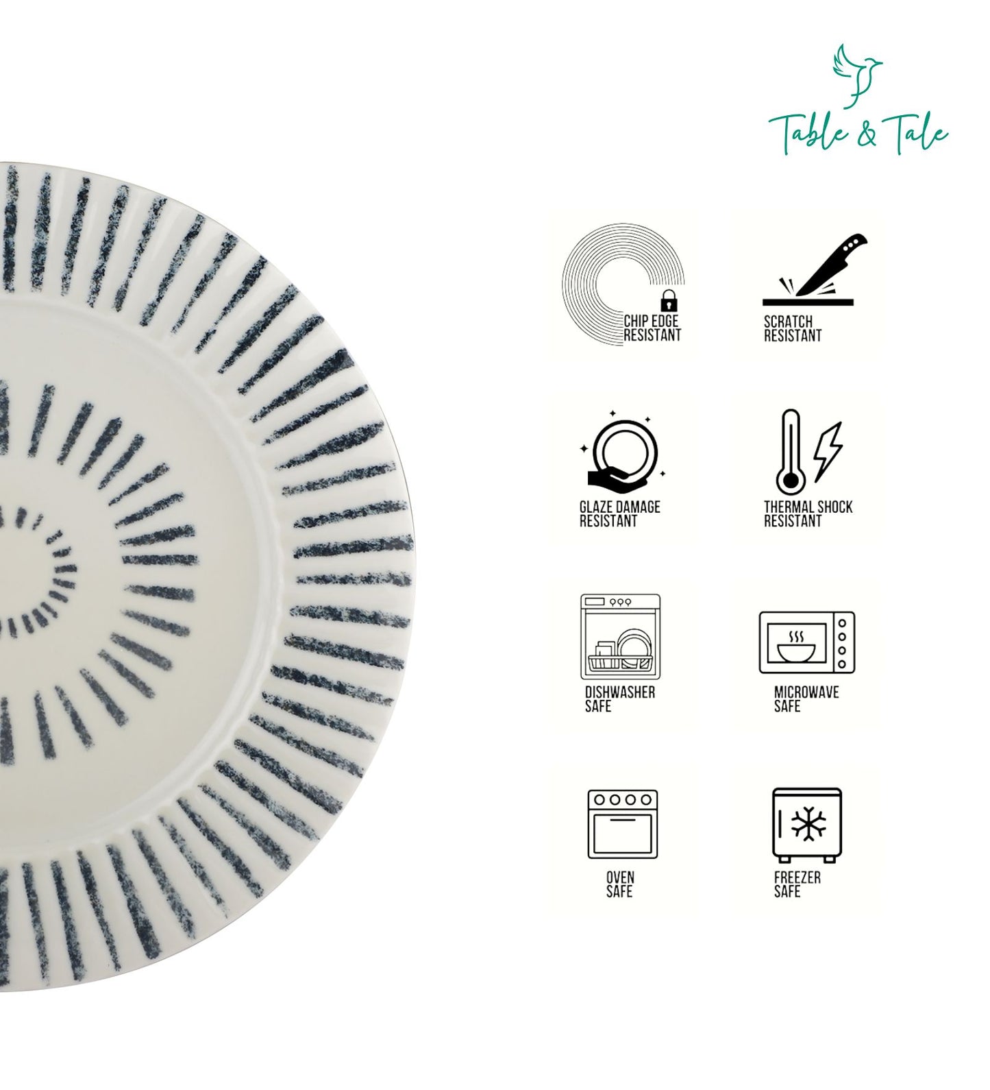 Table & Tale Premium Porcelain Salad Plate | Heritage Blue