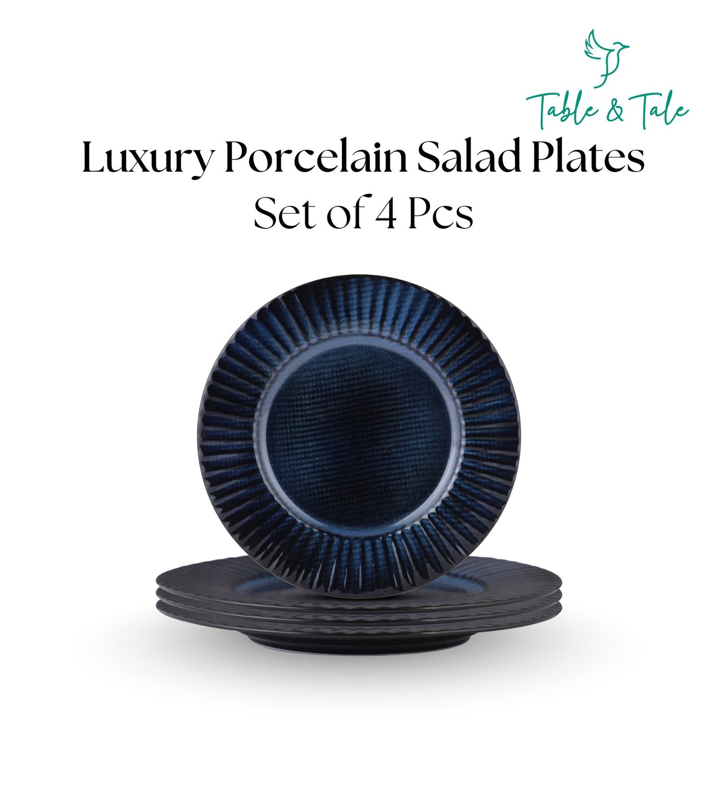 Table & Tale Premium Porcelain Salad Plate | Midnight Blue