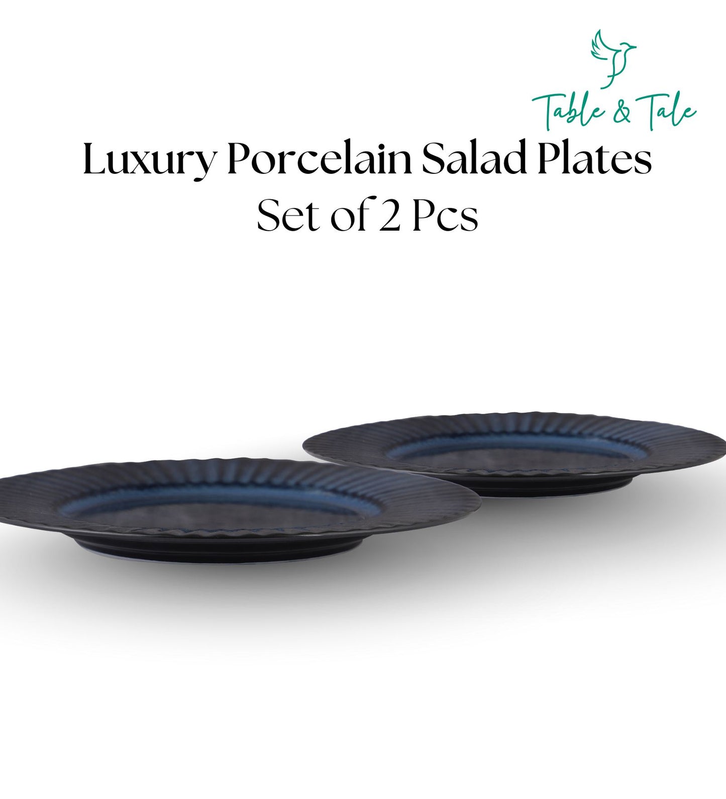 Table & Tale Premium Porcelain Salad Plate | Midnight Blue