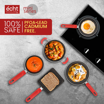 Echt Granite Mini Series Non Stick Combo of 3 (15.5cm Frying Pan,20cm Dosa Tawa and 16.5cm Kadai) Idle for Single Serving and Quick Snacks. Saute,Frying,dosa and rotis vegies and Omelettes,Grey