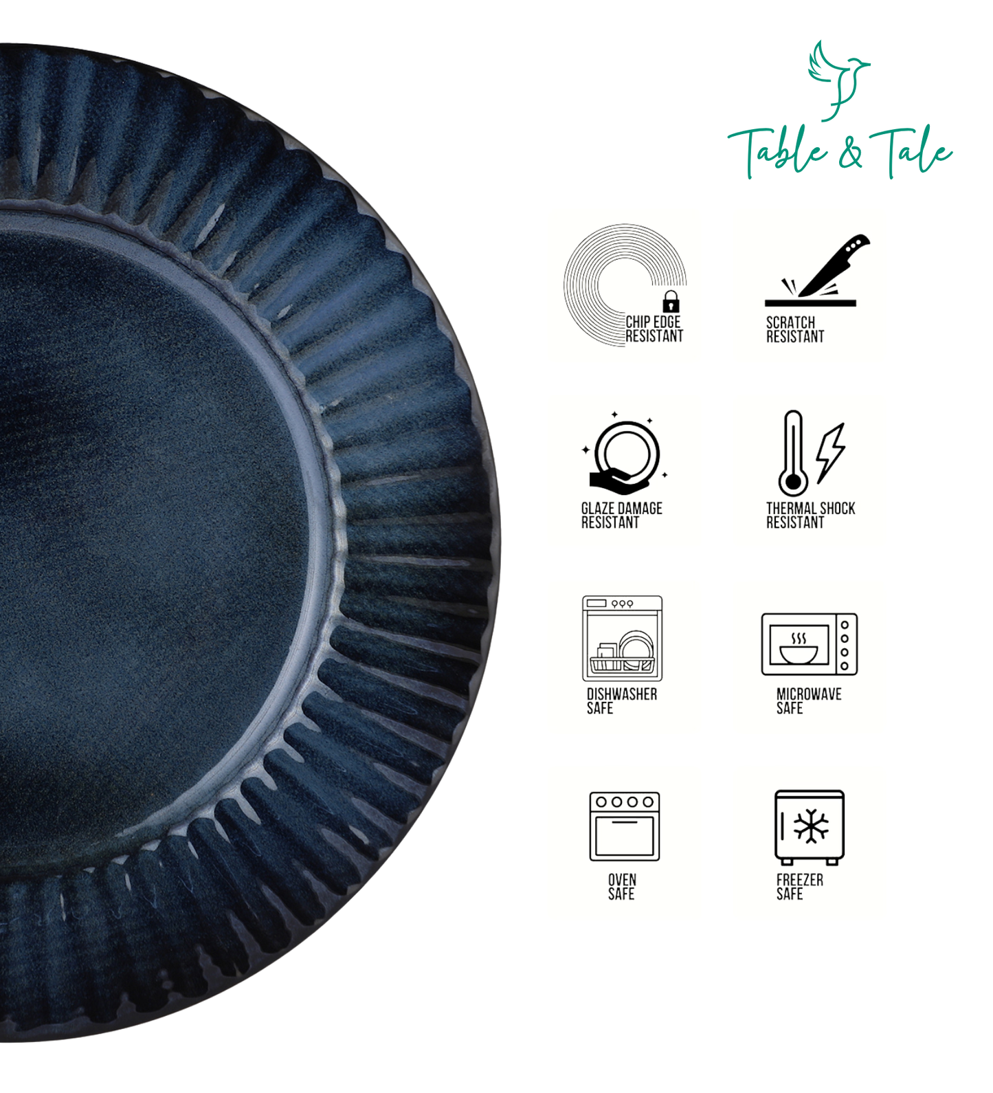 Table & Tale Luxury Porcelain Dinner Plates | Midnight Blue