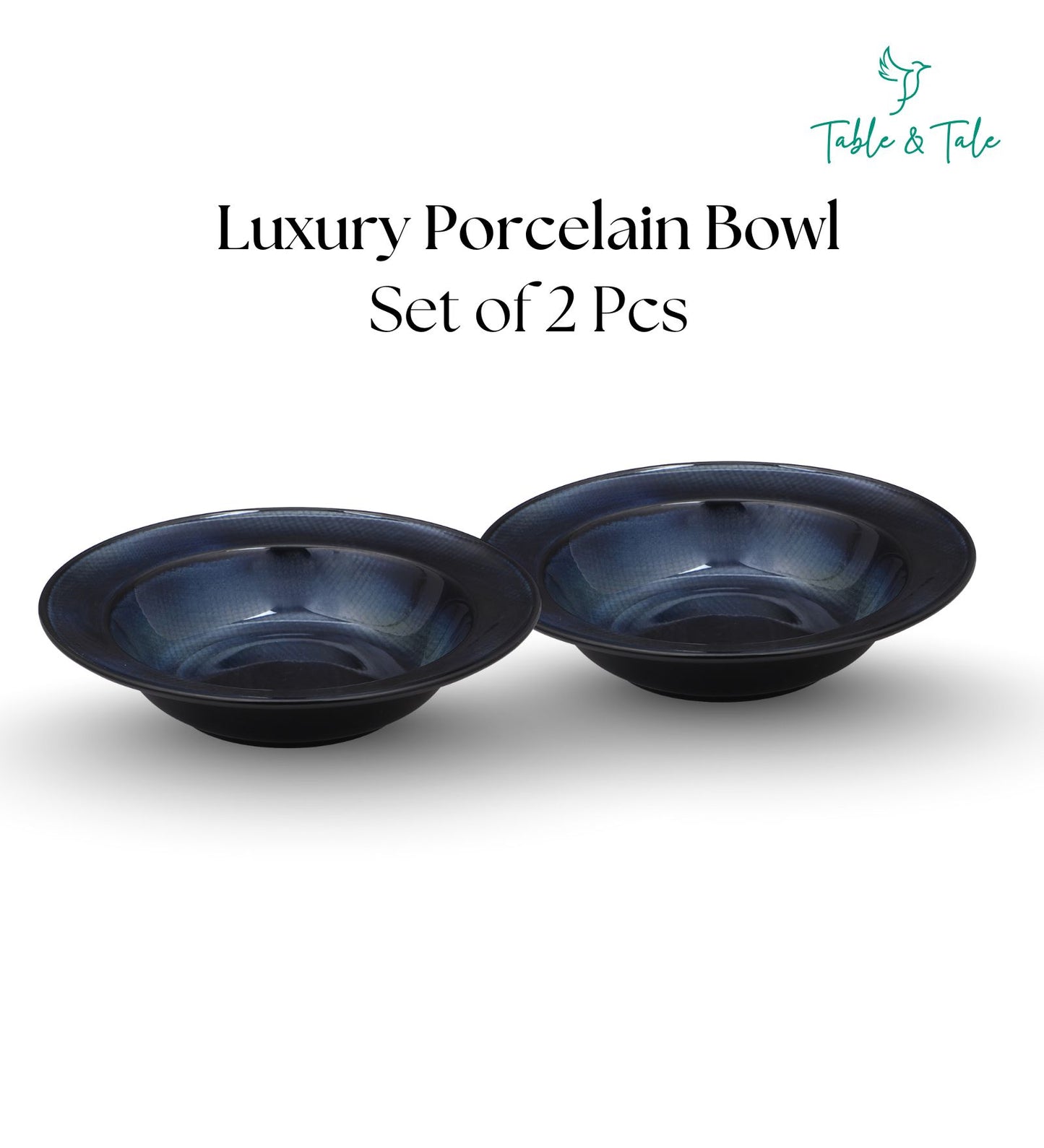 Table & Tale Premium Porcelain Deep Plate | Midnight Blue