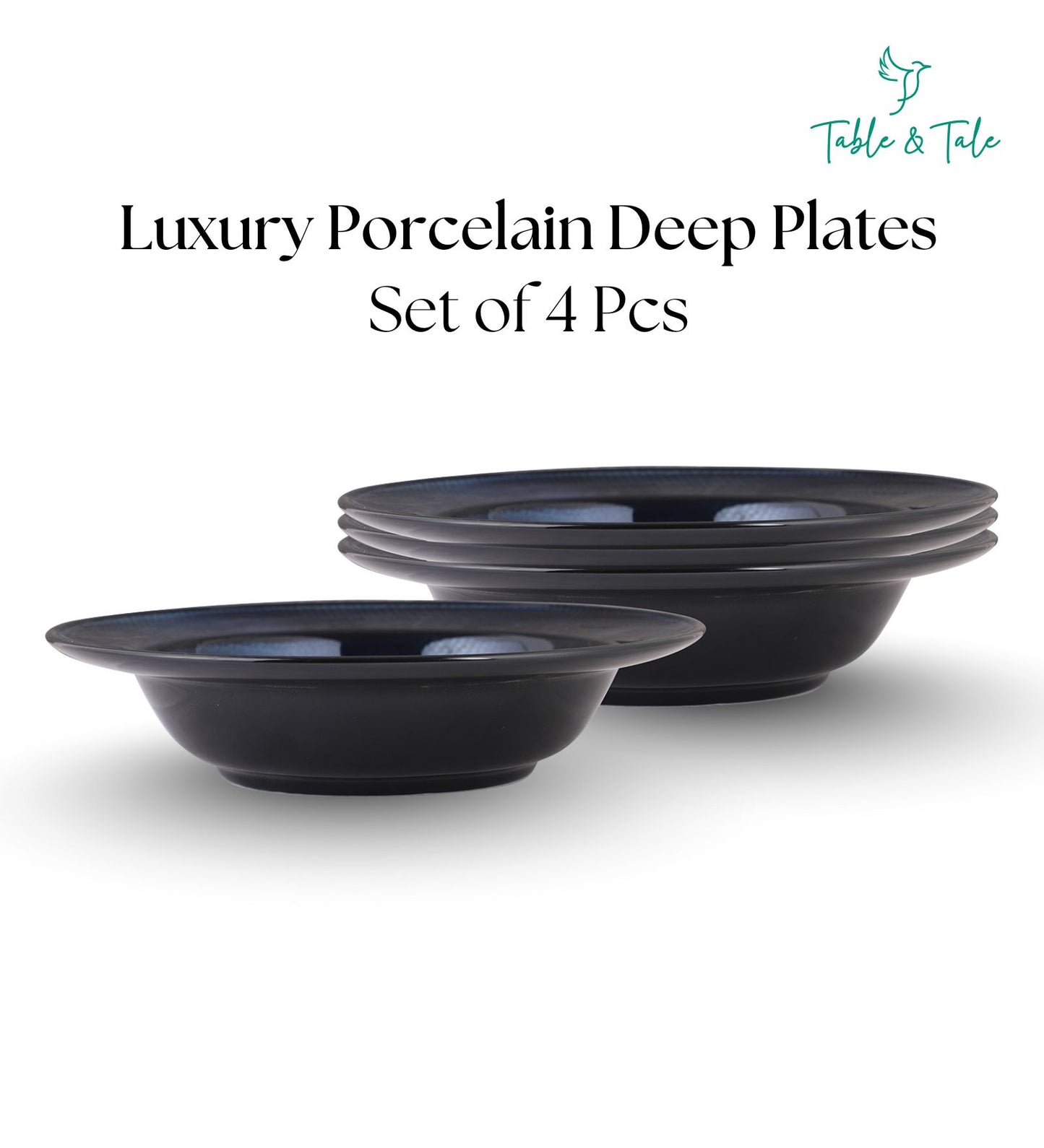Table & Tale Premium Porcelain Deep Plate | Midnight Blue