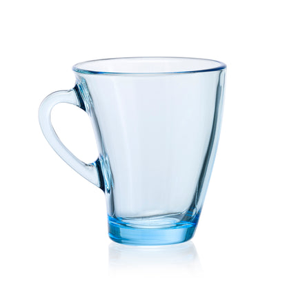 Pasabahce Penguen Blue Glass Mug Transparent 170 ml in Set of 6 Pcs, Perfect fit for Tea/Coffee.