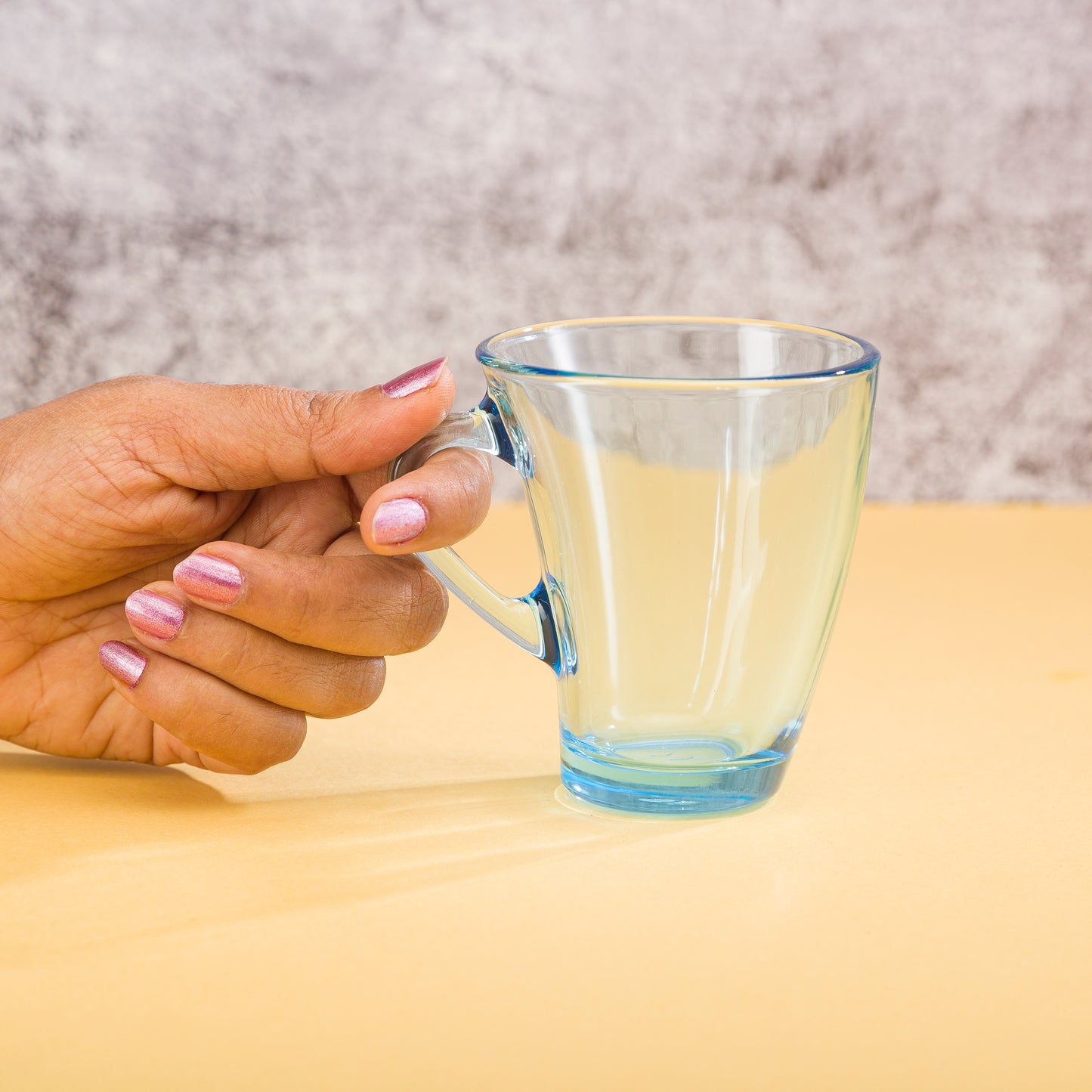 Pasabahce Penguen Blue Glass Mug Transparent 170 ml in Set of 6 Pcs, Perfect fit for Tea/Coffee.