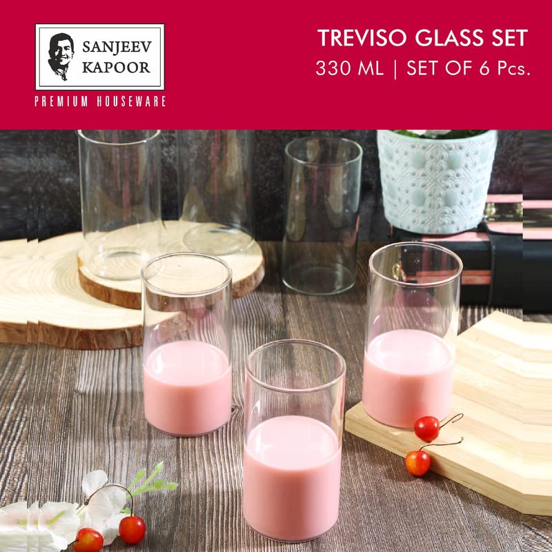 Sanjeev Kapoor Treviso Borosilicate Glass Set of 6 pcs, 330ml