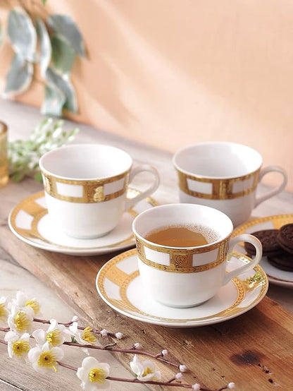 Azure Premium Porcelain Cup & Saucer Set, 12 pcs, Golden