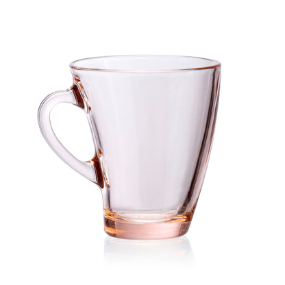 Pasabahce Penguen Pink Glass Mug Transparent 170 ml in Set of 6 Pcs, Perfect fit for Tea/Coffee.