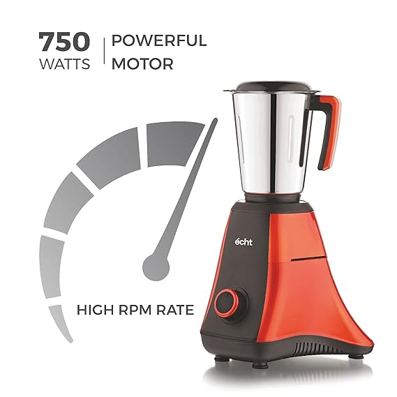 Echt NT 7s Mixer Grinder 750 Watt, 3 Stainless Steel Jars,Wet Jar (1500 ml), Multipurpose Jar (1000 ml), Chutney Jar (300ml); with 3 Speed Control, with 2 years warranty, Rust