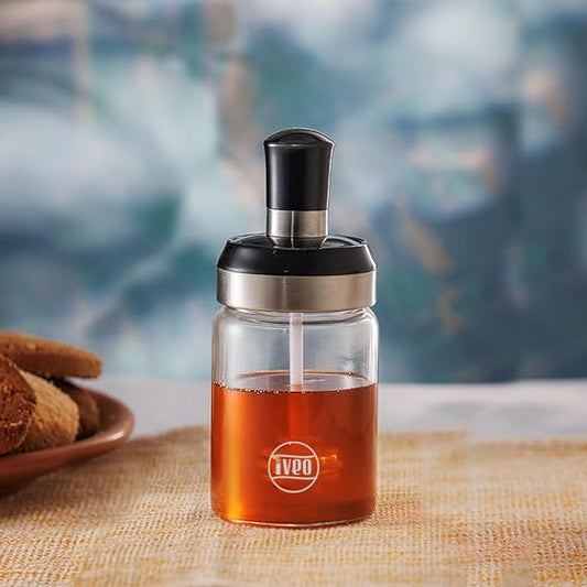 IVEO Borosilicate Glass Spice Jar, Spice Up  Easy pouring & Storing | 250 ml 1 Pc, Clear