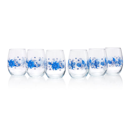 Pasabahce Diana Printed Glass Transparent 350 ml in Set of 6 Pcs, Perfect fit for Water/Juice.