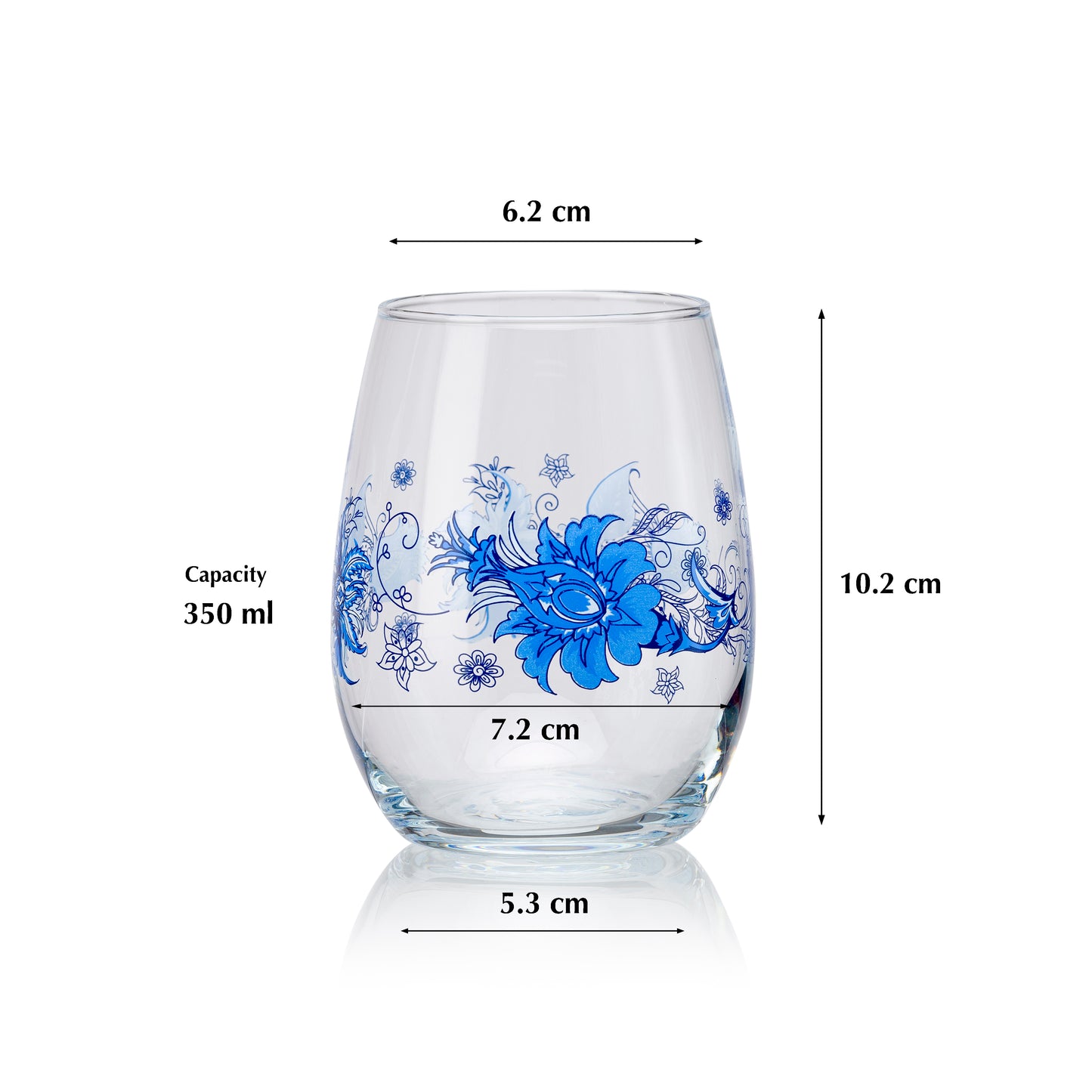 Pasabahce Diana Printed Glass Transparent 350 ml in Set of 6 Pcs, Perfect fit for Water/Juice.