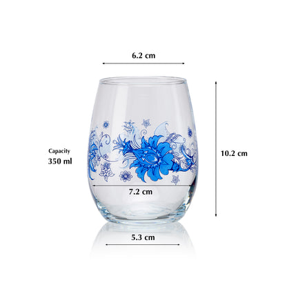 Pasabahce Diana Printed Glass Transparent 350 ml in Set of 6 Pcs, Perfect fit for Water/Juice.