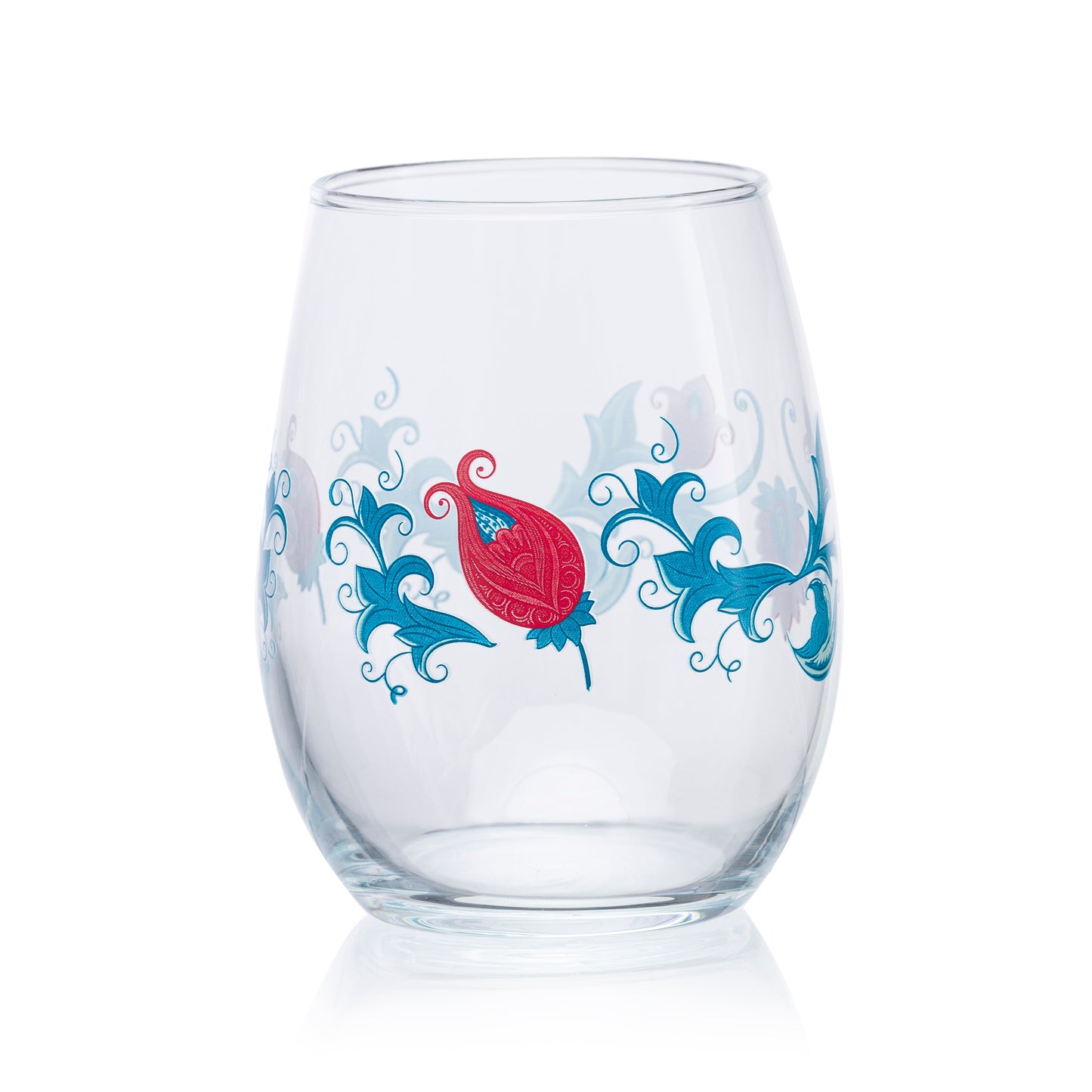 Pasabahce Victorian Printed Glass Transparent 350 ml in Set of 6 Pcs, Perfect fit for Water/Juice.