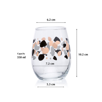 Pasabahce Pebble Printed Glass Transparent 350 ml in Set of 6 Pcs, Perfect fit for Water/Juice.