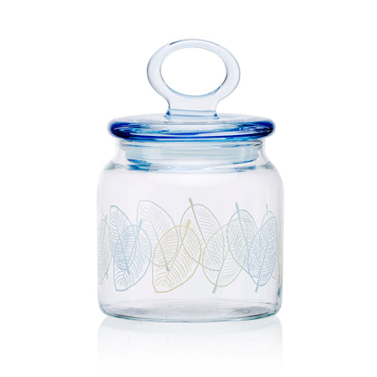 Pasabahce Kitchen Leaves Glass Jar Printed Transparent 575 ml in Set of 1 Pcs.