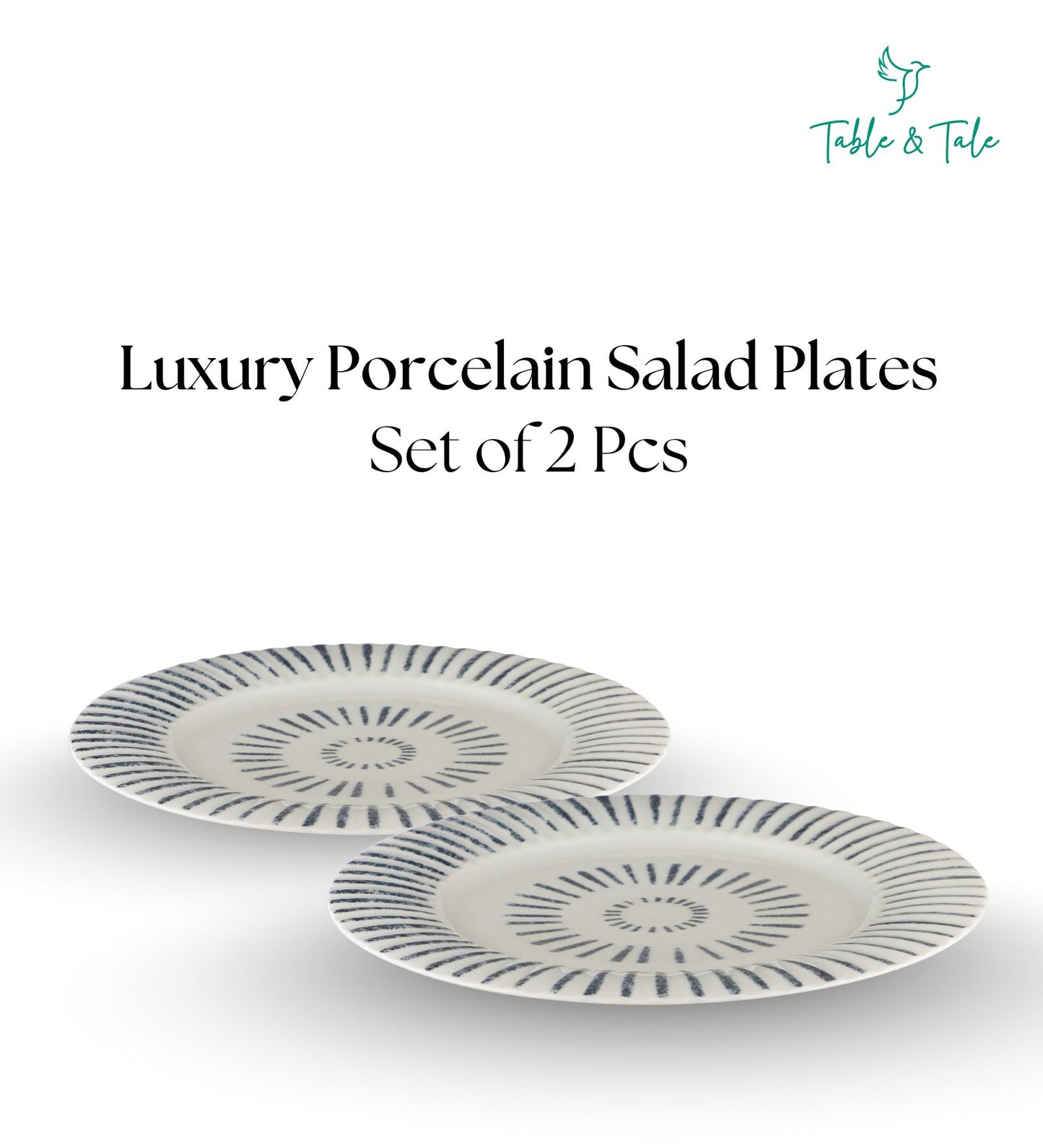 Table & Tale Premium Porcelain Salad Plate | Heritage Blue