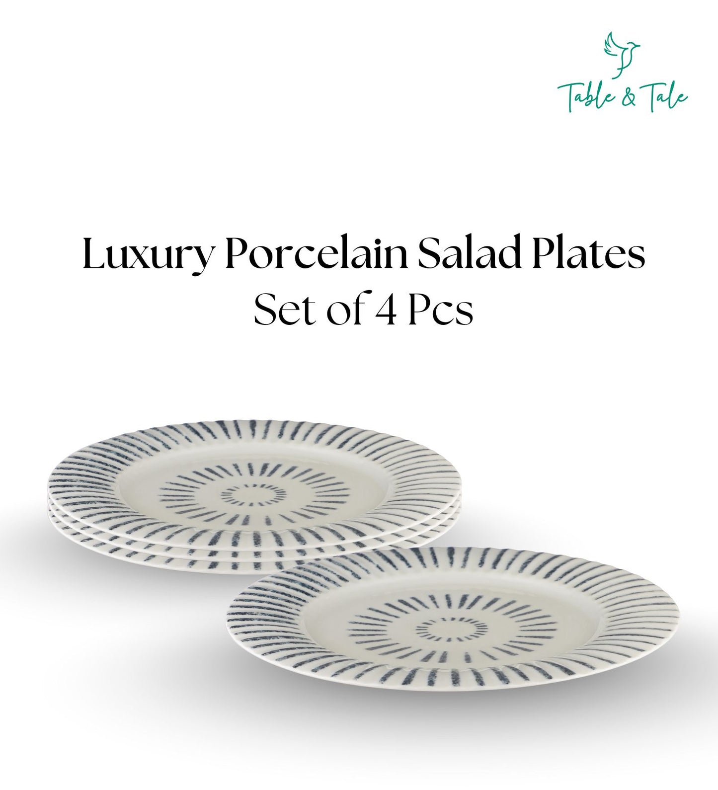 Table & Tale Premium Porcelain Salad Plate | Heritage Blue