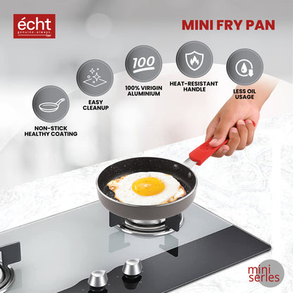 Echt Granite Mini Series Non Stick Combo of 3 (15.5cm Frying Pan,20cm Dosa Tawa and 16.5cm Kadai) Idle for Single Serving and Quick Snacks. Saute,Frying,dosa and rotis vegies and Omelettes,Grey