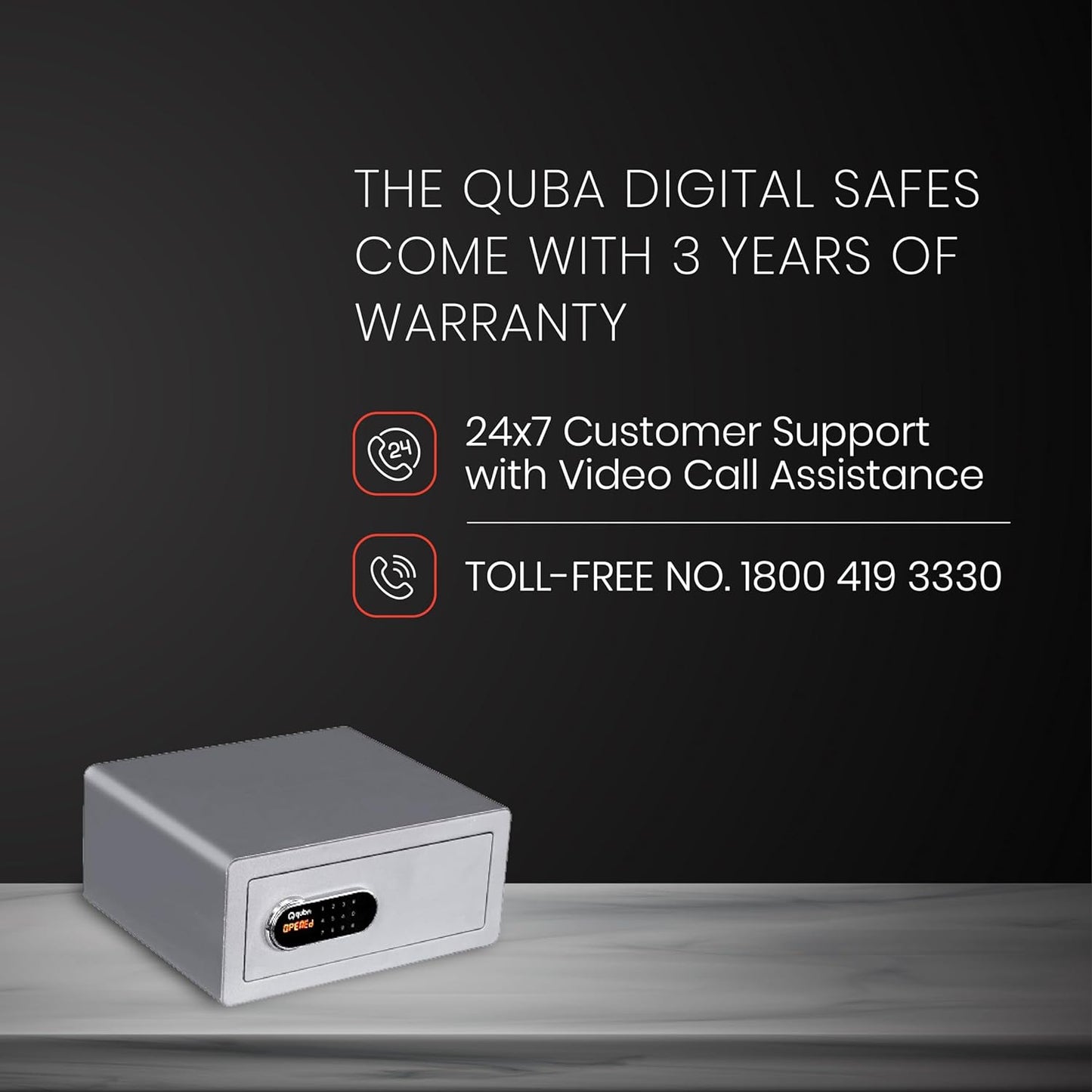 Quba Digital Safe: Absolute 2 Way Access Dual Bolt Motorized Lock, 2 Password Sets, Low Battery Alarm, Wrong Password Alert, Locked & Opened Signal