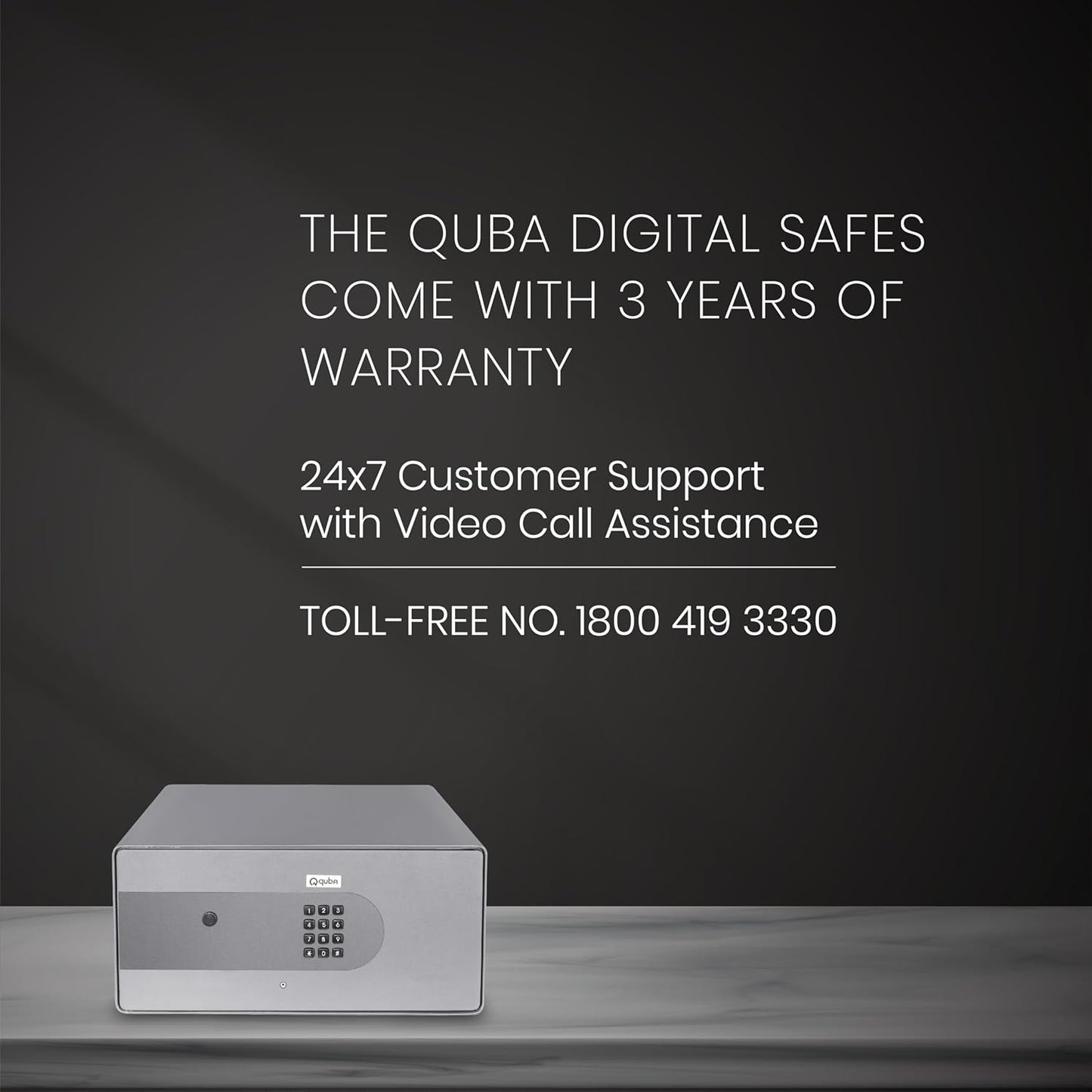 Quba Digital Safe: Pristine 2-way Access Dual Bolt Motorized Lock, Two Password Sets, Low Battery Alarm, Wrong Password Alert, Locked & Opened Signal