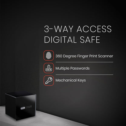 Quba Digital Safe, Grace 3-Way Access Heavy-Duty 50kg with 4 Shooting Bolts | 100 Fingerprint Capacity | Dual Authorization | Wrong Password Alert | Invisible Touchpad | Touch & Torch Resistant