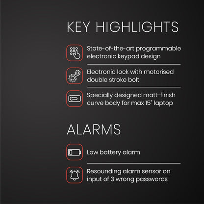 Quba Digital Safe: Pristine 2-way Access Dual Bolt Motorized Lock, Two Password Sets, Low Battery Alarm, Wrong Password Alert, Locked & Opened Signal