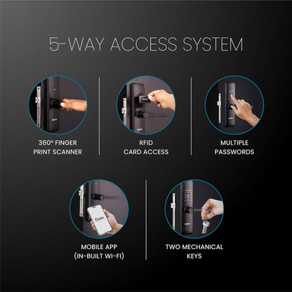 The Original QUBA Quest Smart Digital Lock: 5-Way Unlocking - Biometric Fingerprint Access | WiFi Remote Unlocking | RFID Access Card | Pincode | Mechanical Key | Hijack Alarm |2 Years Warranty