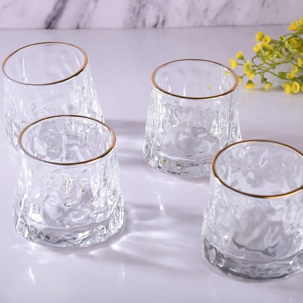 Yamasin CRYSTAL ROLLING JUICE GLASS SET OF 6PC - 165ML - With Gold Line