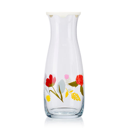 Pasabahce Floral Party Glass Caraffe Printed Transparent 1180 ml in Set of 1 Pcs, Perfect fit for Water/Juice.