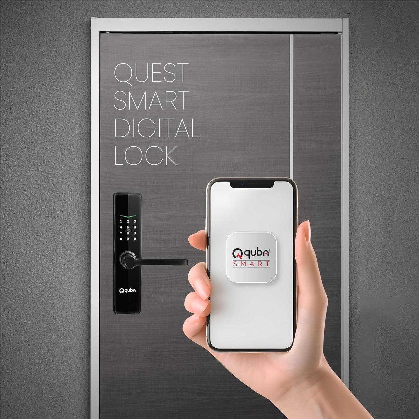 The Original QUBA Quest Smart Digital Lock: 5-Way Unlocking - Biometric Fingerprint Access | WiFi Remote Unlocking | RFID Access Card | Pincode | Mechanical Key | Hijack Alarm |2 Years Warranty