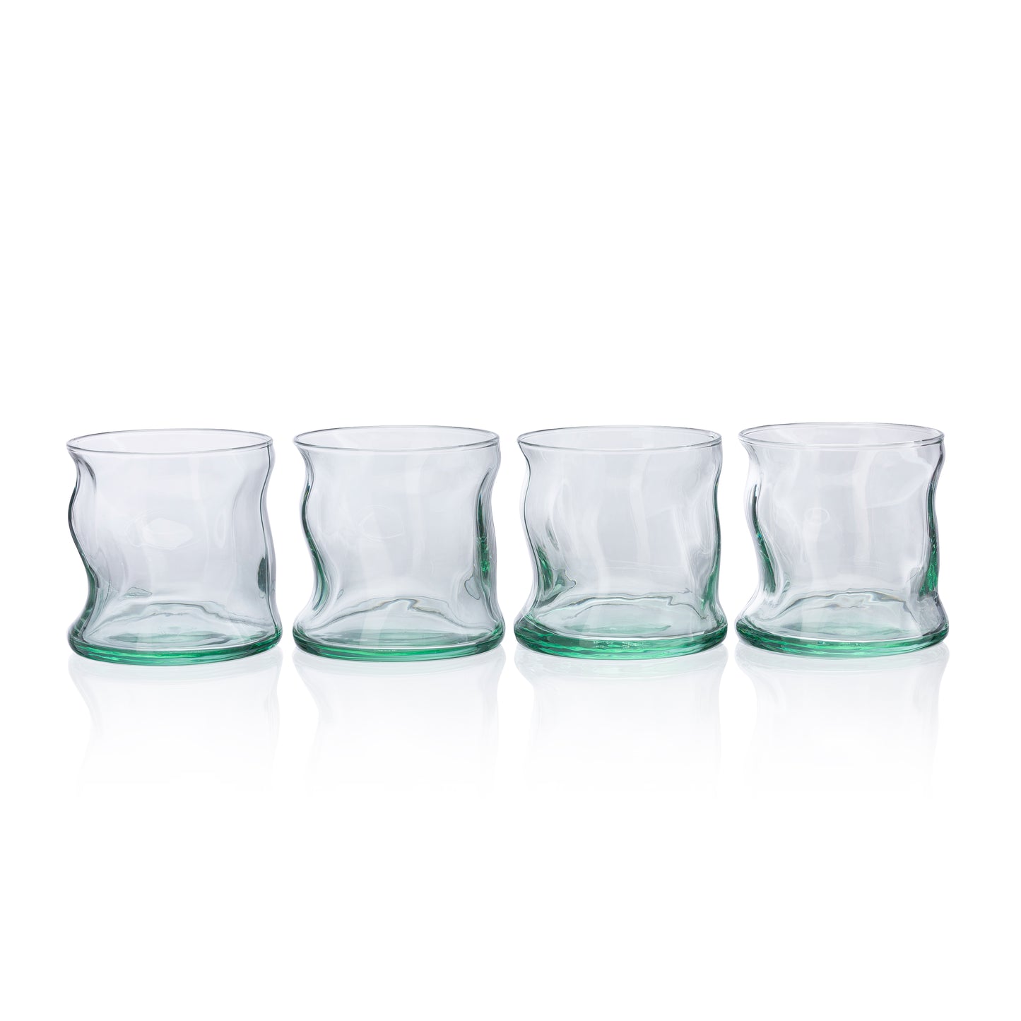 Pasabahce Amorf Eco Friendly Green Glass, Transparent 340 ml in Set of 4 Pcs, Perfect fit for Whisky/Juice.