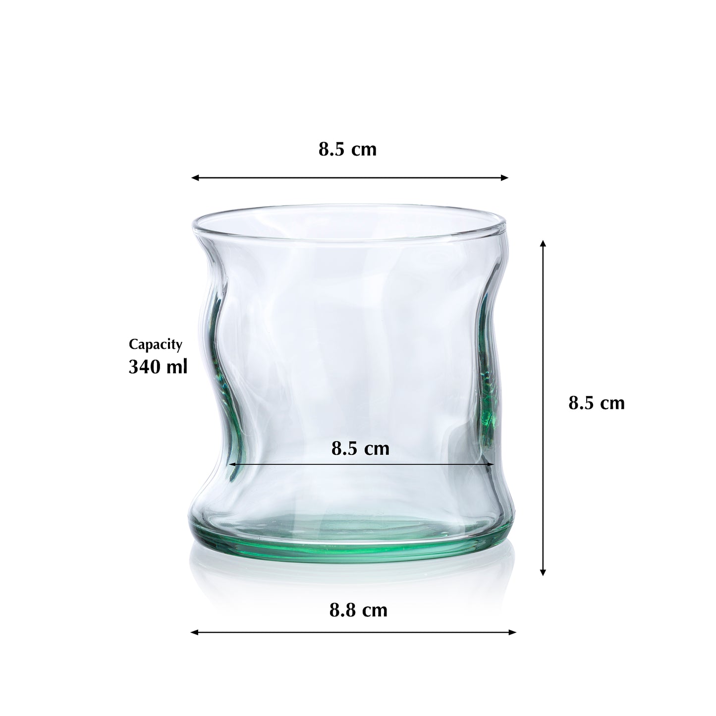 Pasabahce Amorf Eco Friendly Green Glass, Transparent 340 ml in Set of 4 Pcs, Perfect fit for Whisky/Juice.