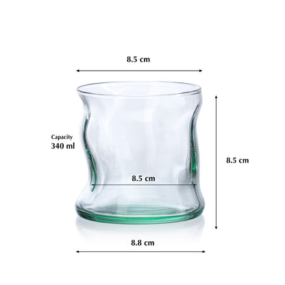 Pasabahce Amorf Eco Friendly Green Glass, Transparent 340 ml in Set of 4 Pcs, Perfect fit for Whisky/Juice.