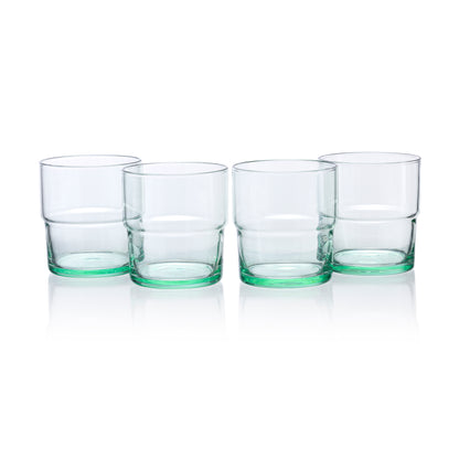 Pasabahce Hill Eco Friendly Glass Green Transparent 300 ml  Set of 4 Pcs, Perfect fit for Water/Juice.