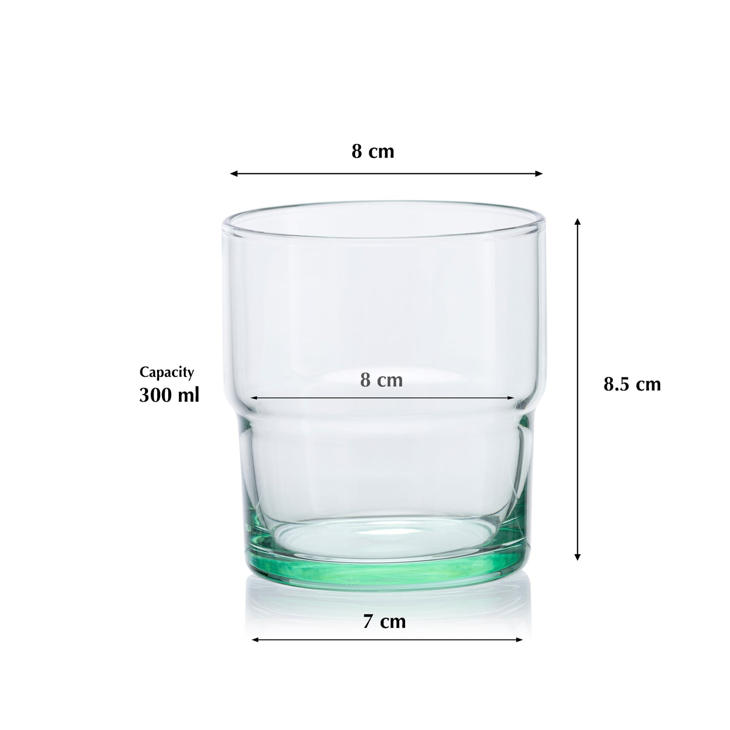 Pasabahce Hill Eco Friendly Glass Green Transparent 300 ml  Set of 4 Pcs, Perfect fit for Water/Juice.