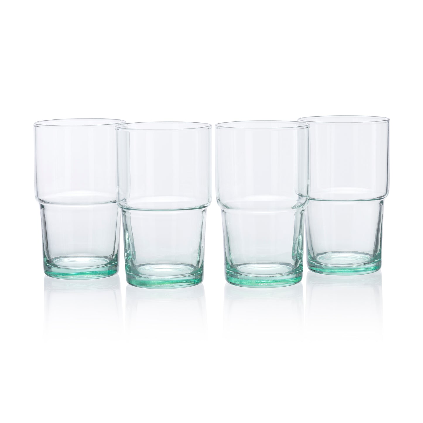 Pasabahce Hill Eco Friendly Glass Green Transparent 440 ml in Set of 4 Pcs, Perfect fit for Water/Juice.