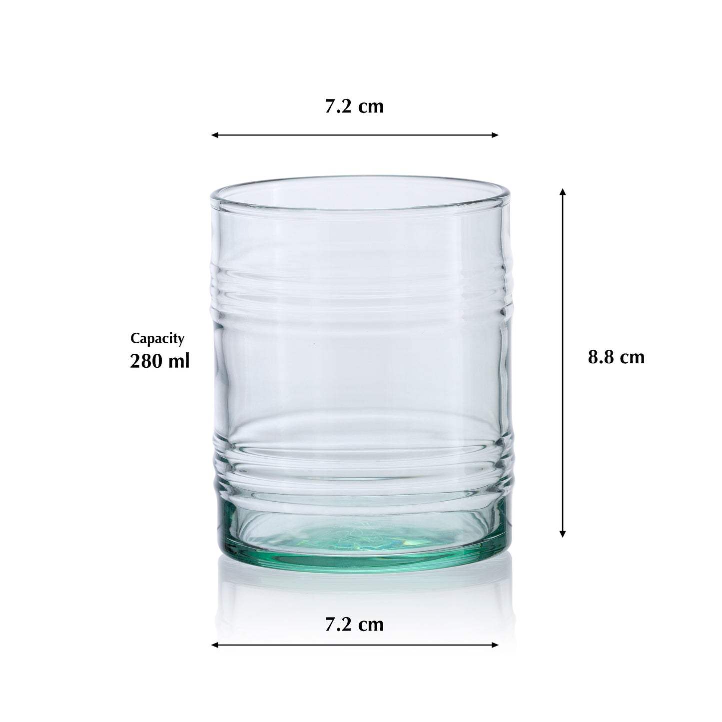 Pasabahce Tincan Eco Friendly Green Glass Transparent 280 ml in Set of 4 Pcs, Perfect fit for Water/Juice.