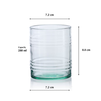 Pasabahce Tincan Eco Friendly Green Glass Transparent 280 ml in Set of 4 Pcs, Perfect fit for Water/Juice.