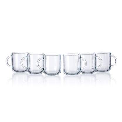 Pasabahce Iconic Glass Mug Transparent 245 ml in Set of 6 Pcs, Perfect fit for Milk/Tea/Coffee.