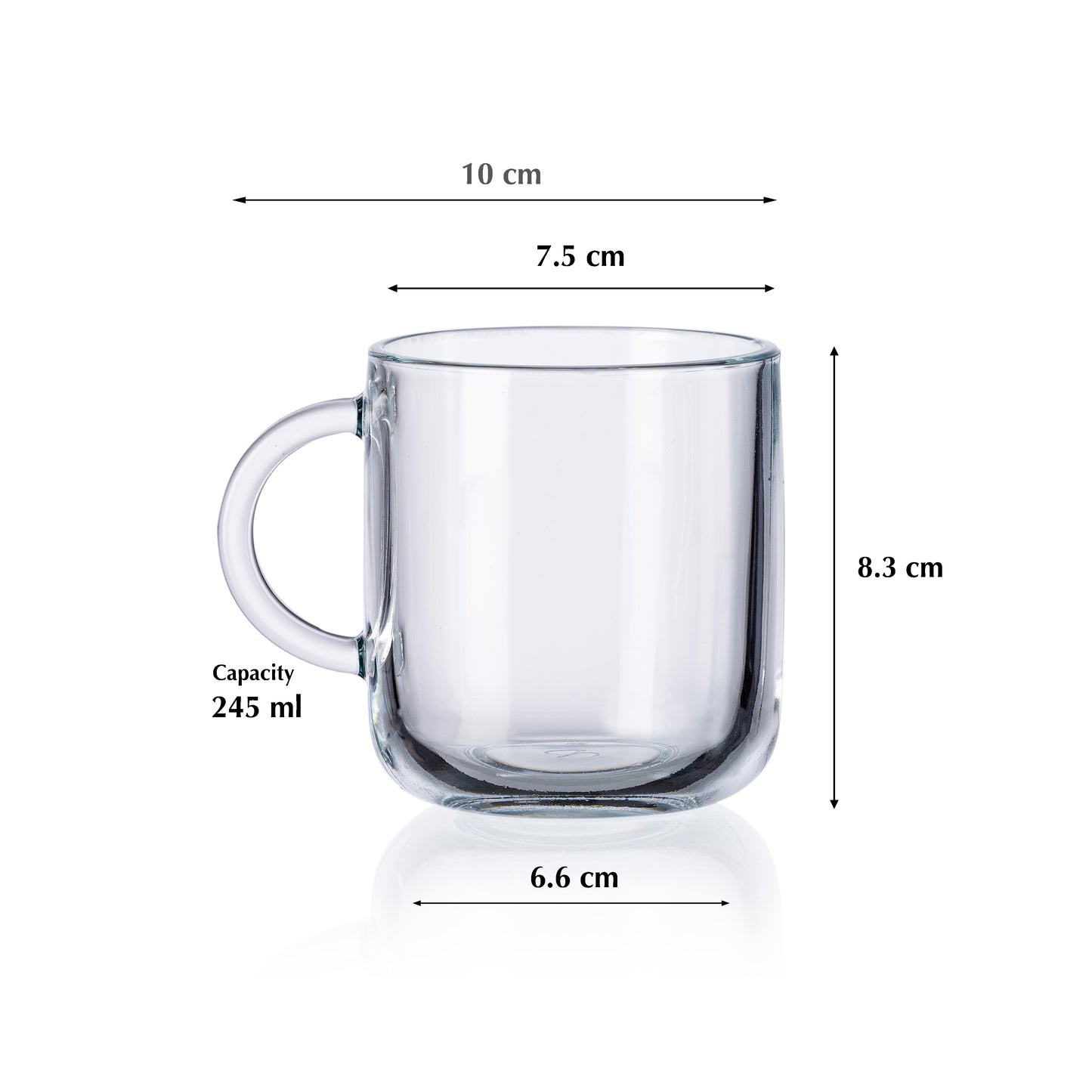 Pasabahce Iconic Glass Mug Transparent 245 ml in Set of 6 Pcs, Perfect fit for Milk/Tea/Coffee.