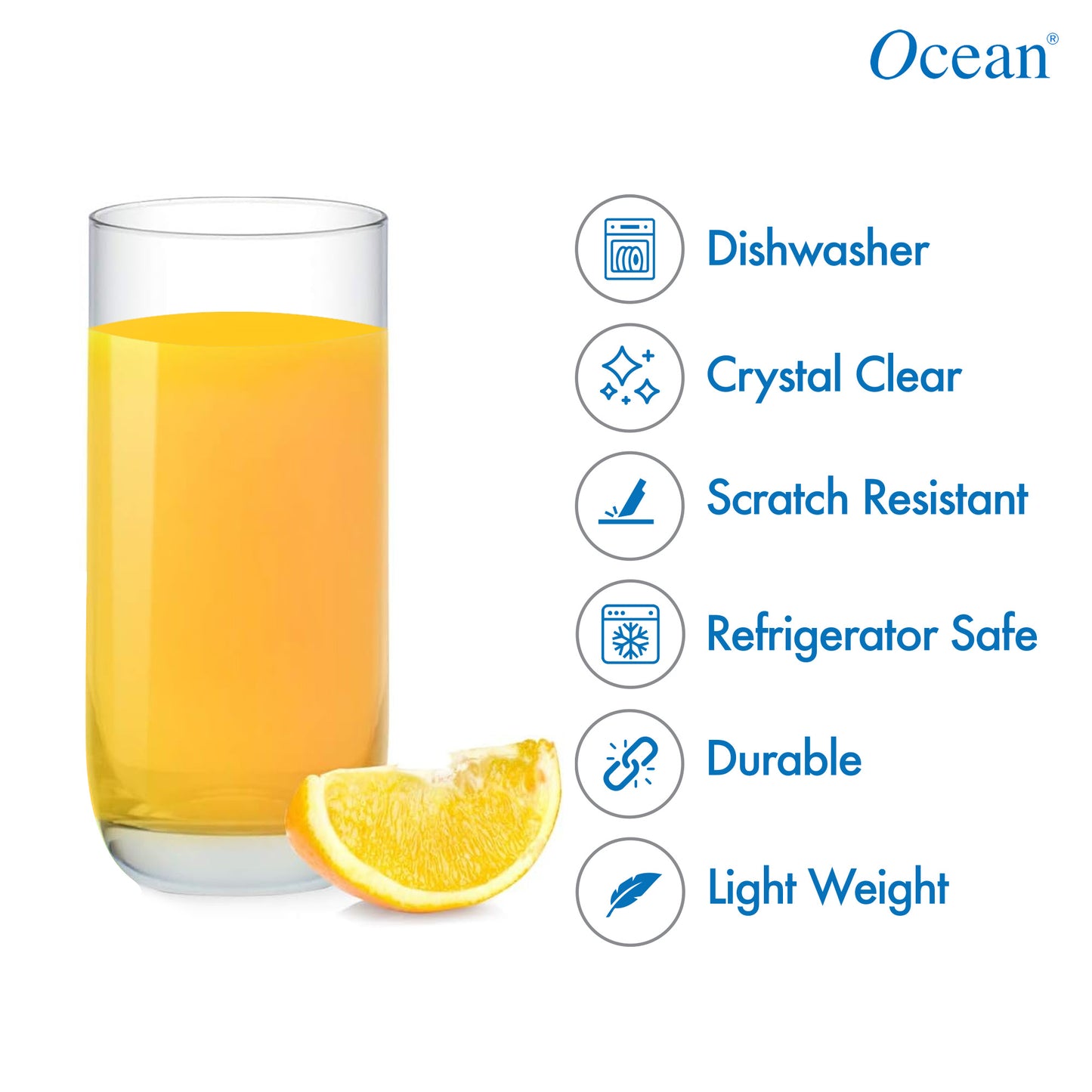 Ocean Top Drink Glass Tumbler 375Ml - Set of 6