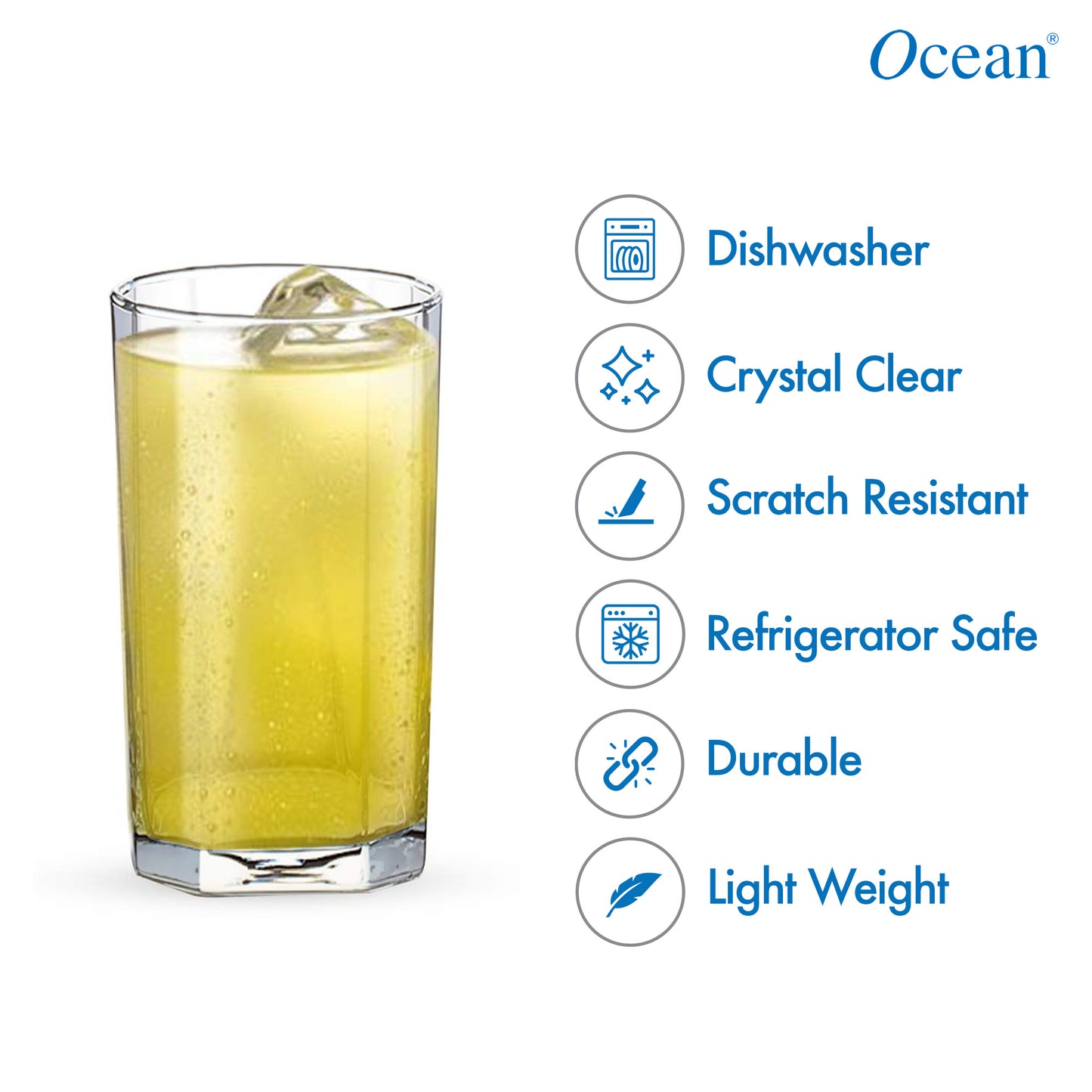 Ocean Pyramid Glass, 300ml-Set of 6